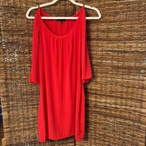 Glam Orange-Red Slit Sleeve Shorts Dress